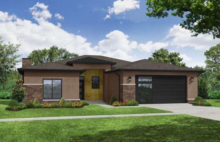 Casa De Pueblo front elevation rendering, new home by Integrity Homes in Western Colorado