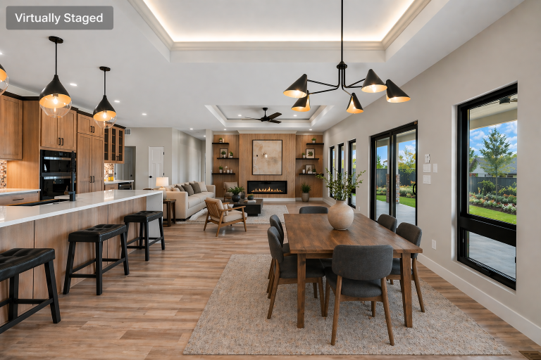 618 Manzanita Drive kitchen and dining area (virtually staged), Grand Junction, CO new home by Integrity Homes