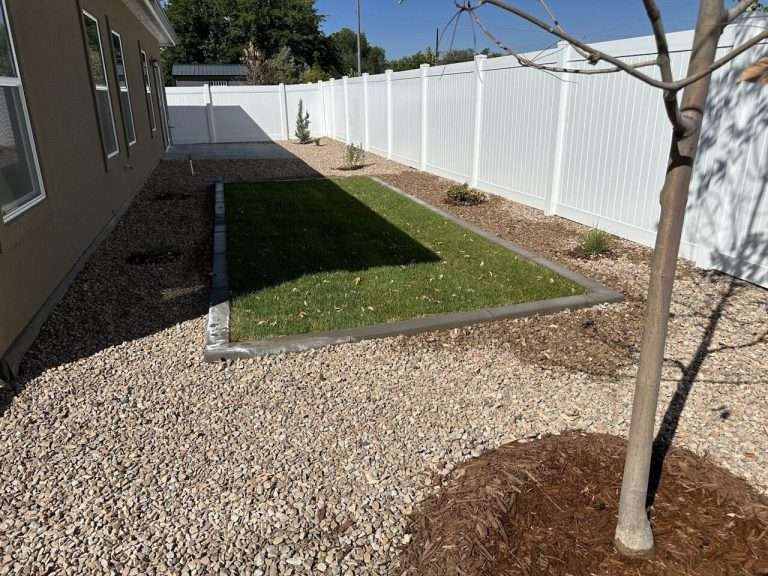The Bookcliff side yard, new home by Integrity Homes in Western Colorado