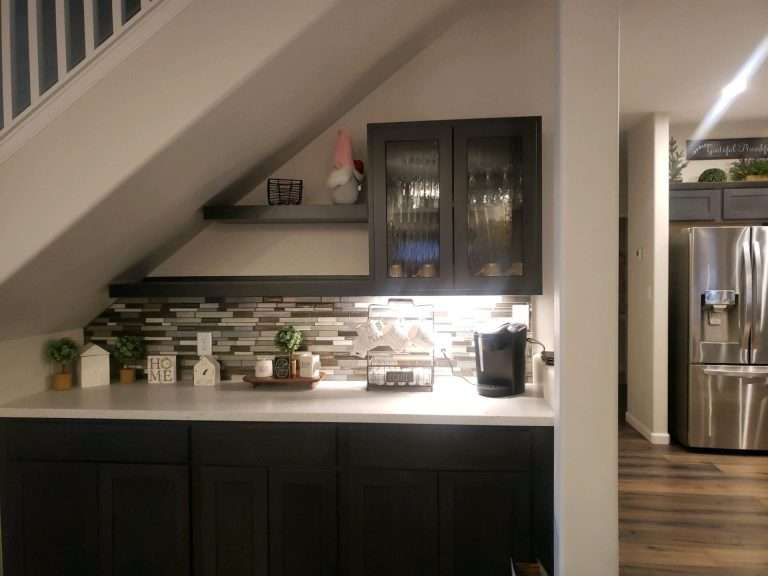 The Diamante coffee bar under the stairs, new home by Integrity Homes in Western Colorado