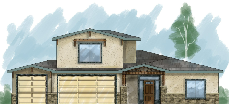The Cuarzo front elevation rendering, new home by Integrity Homes in Western Colorado
