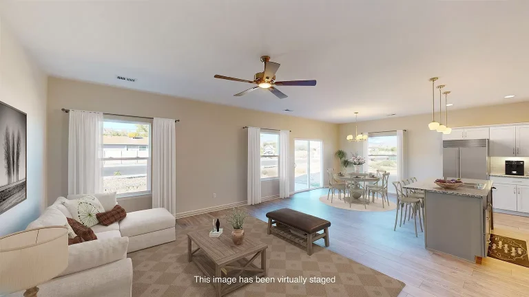 The Merlot living room (virtually staged), new home by Integrity Homes in Western Colorado