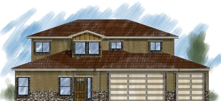 Casa Esmeralda front elevation rendering, new home by Integrity Homes in Western Colorado
