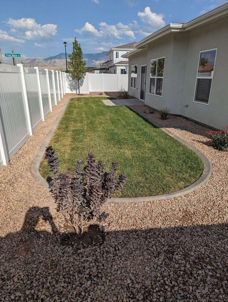 The Orchard side yard, new home by Integrity Homes in Western Colorado
