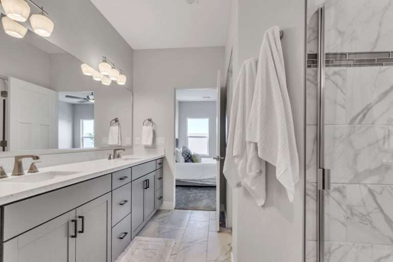 The Merlot primary bathroom, new home by Integrity Homes in Western Colorado