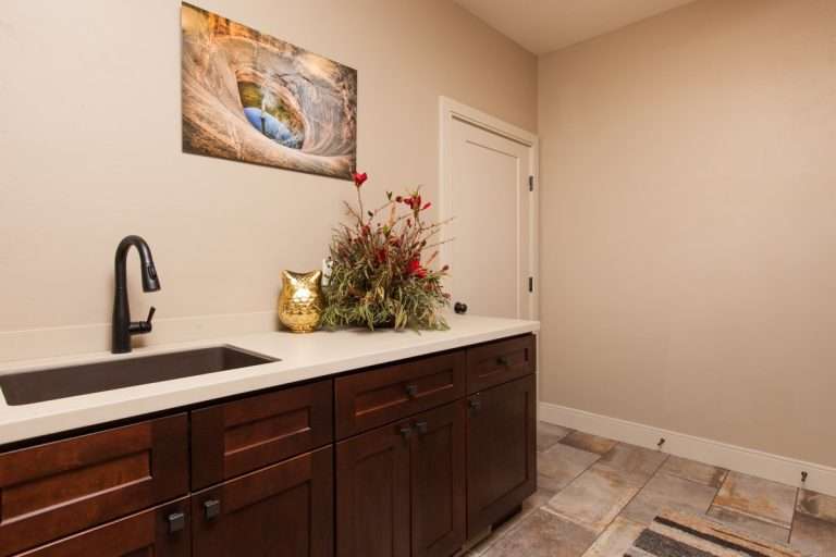 The Prestige utility sink and counter, new home by Integrity Homes in Western Colorado