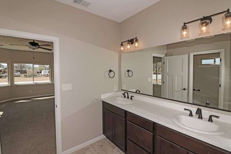 The Coral primary bathroom vanity, new home by Integrity Homes in Western Colorado