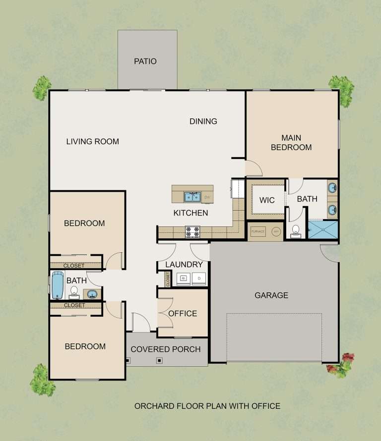 The Orchard floor plan diagram, new home by Integrity Homes in Western Colorado