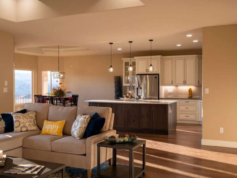 The Ridge living room and kitchen, new home by Integrity Homes in Western Colorado