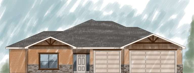 The Rubí front elevation rendering, new home by Integrity Homes in Western Colorado